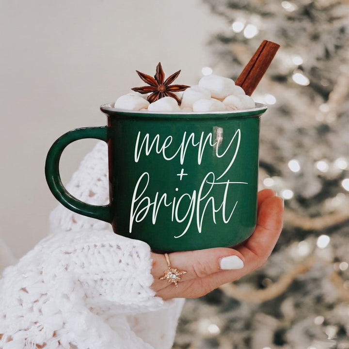 Merry and Bright Ceramic Coffee Mug Christmas Holiday Fun Gift for Coffee Lovers