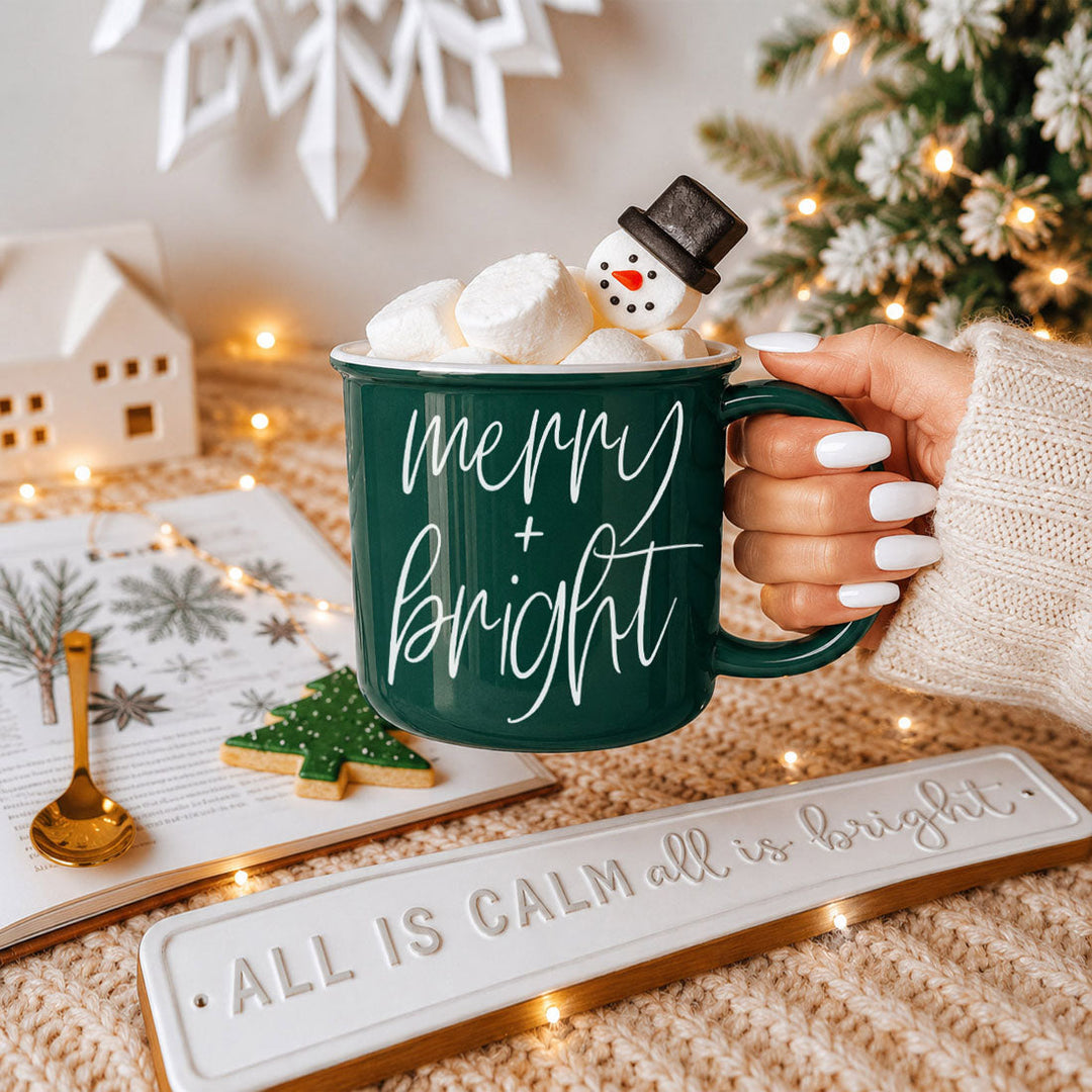 Merry and Bright Ceramic Coffee Mug Christmas Holiday Fun Gift for Coffee Lovers