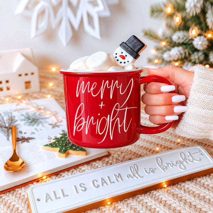 Merry and Bright Ceramic Coffee Mug Christmas Holiday Fun Gift for Coffee Lovers