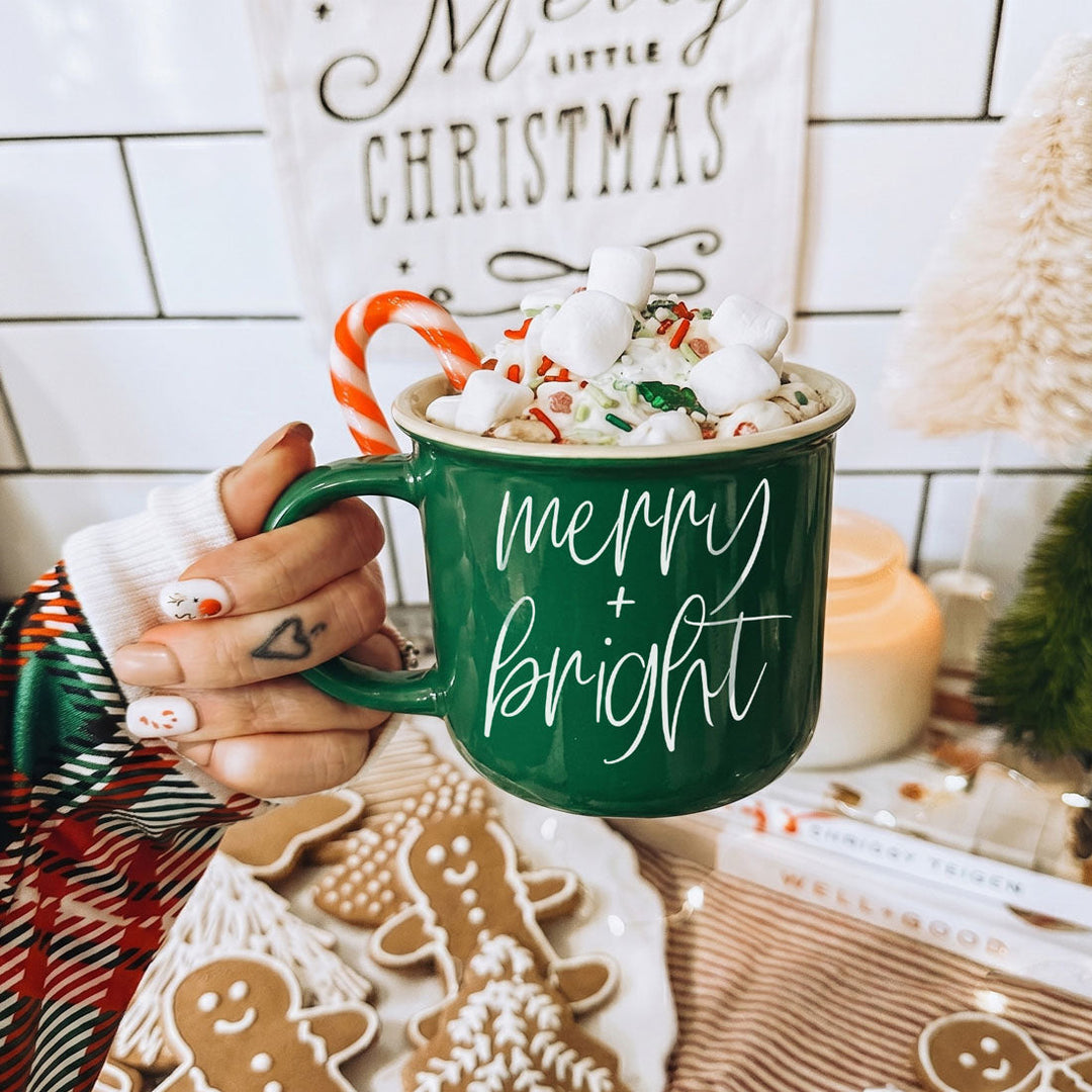Merry and Bright Ceramic Coffee Mug Christmas Holiday Fun Gift for Coffee Lovers