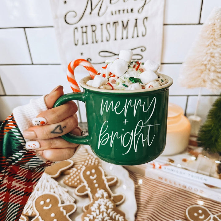 Merry and Bright Ceramic Coffee Mug Christmas Holiday Fun Gift for Coffee Lovers