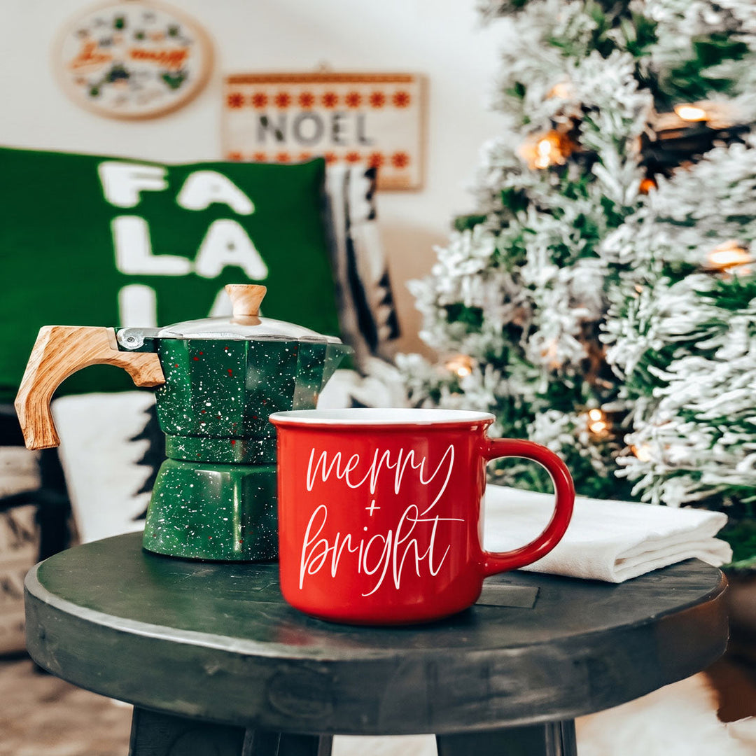 Merry and Bright Ceramic Coffee Mug Christmas Holiday Fun Gift for Coffee Lovers