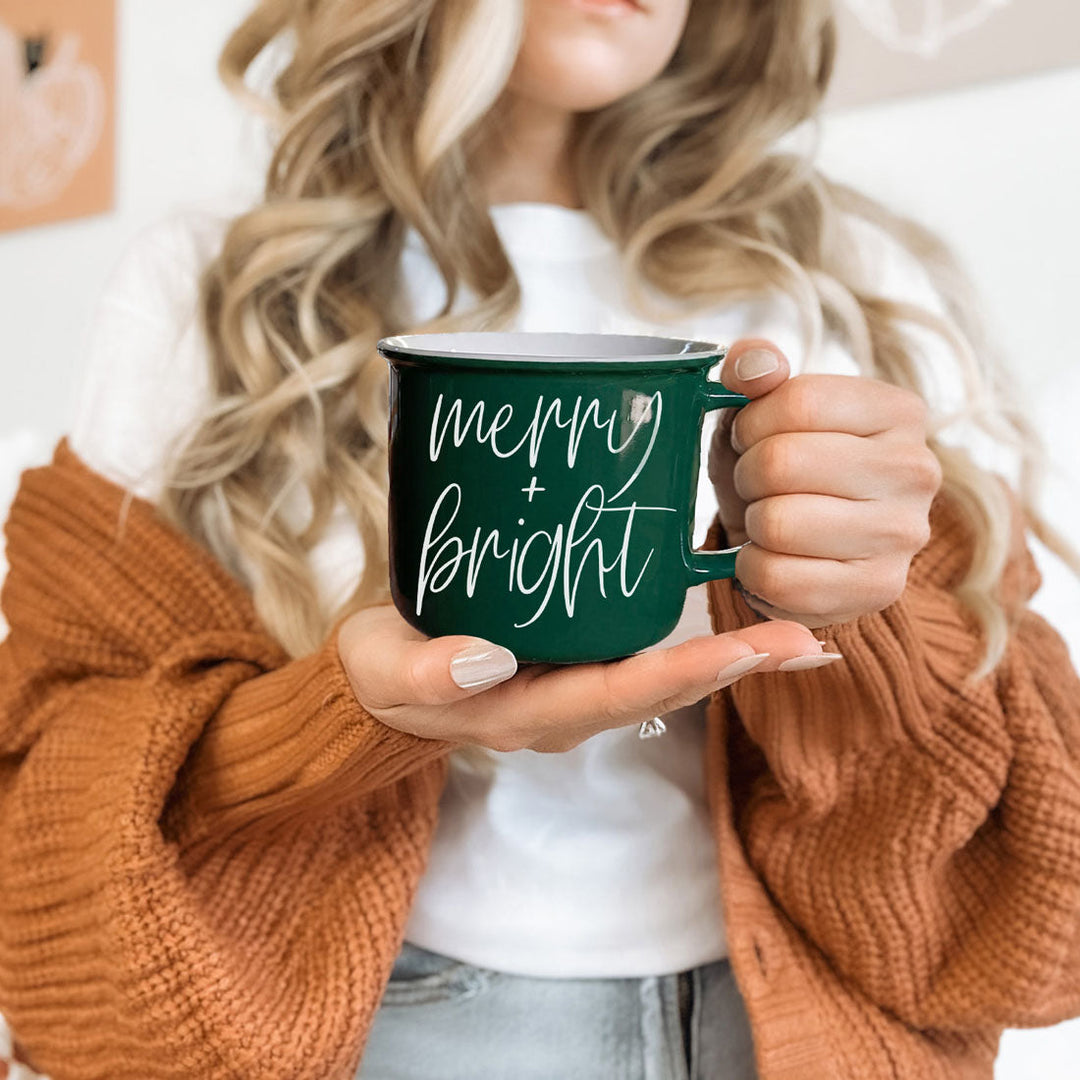 Merry and Bright Ceramic Coffee Mug Christmas Holiday Fun Gift for Coffee Lovers