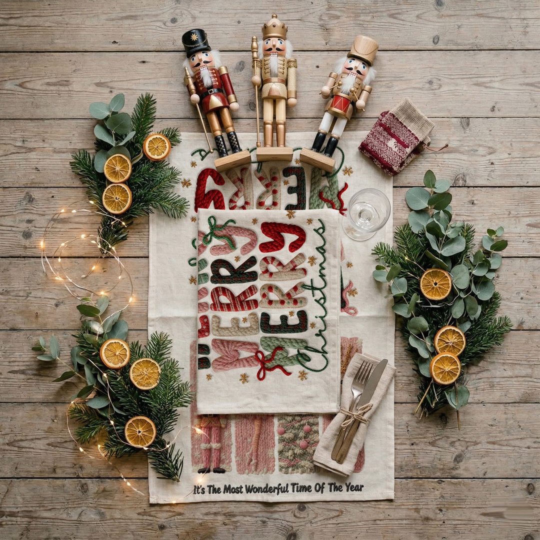 Nutcracker Pinks Christmas Kitchen Tea Towel Holiday Decor Fun Gift for Friends