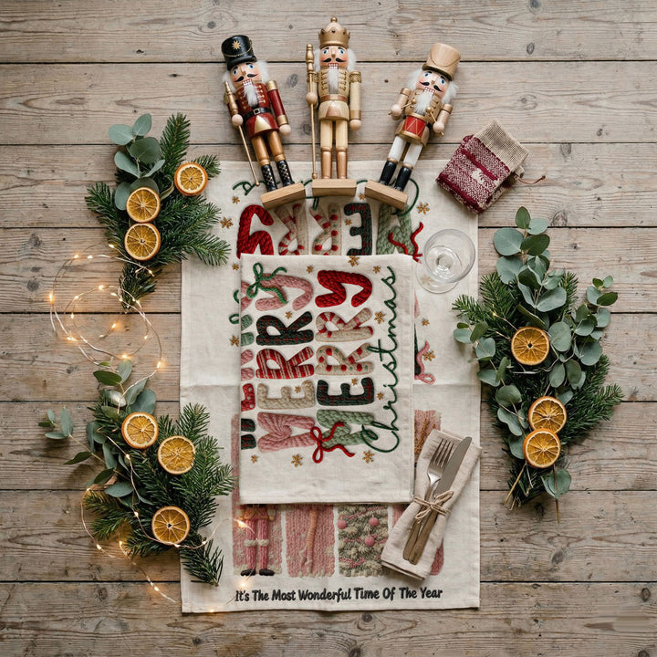 Nutcracker Pinks Christmas Kitchen Tea Towel Holiday Decor Fun Gift for Friends