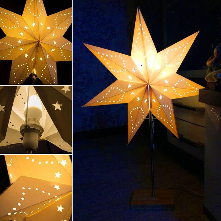 Modern Retro Led Table Lamp Desk Light Paper Star Wood Lamp Nordic Design Minimalist Bedside Living Room Bedroom Decor  Cute Study Lamps for Bedroom Décor