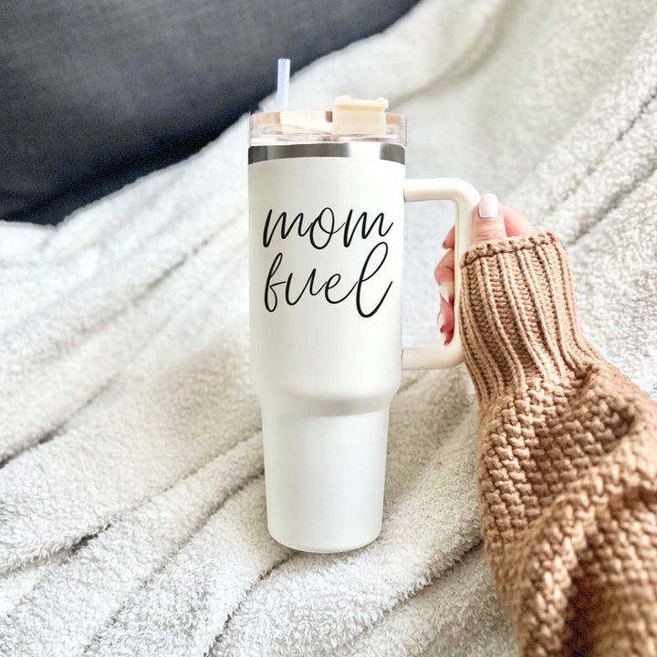 Mom Fuel Insulated Tumbler 40oz Handle Lid Straw Funny Mom Fun Gift for Friends
