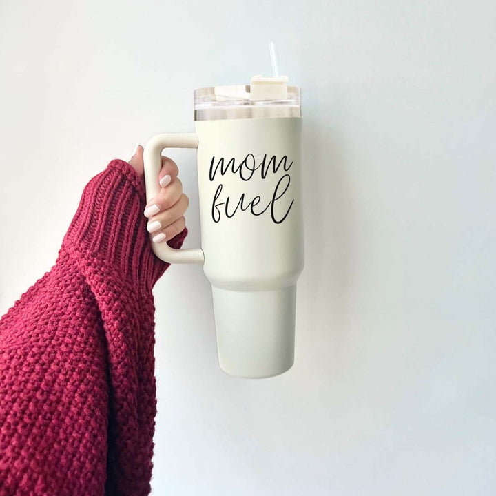 Mom Fuel Insulated Tumbler 40oz Handle Lid Straw Funny Mom Fun Gift for Friends