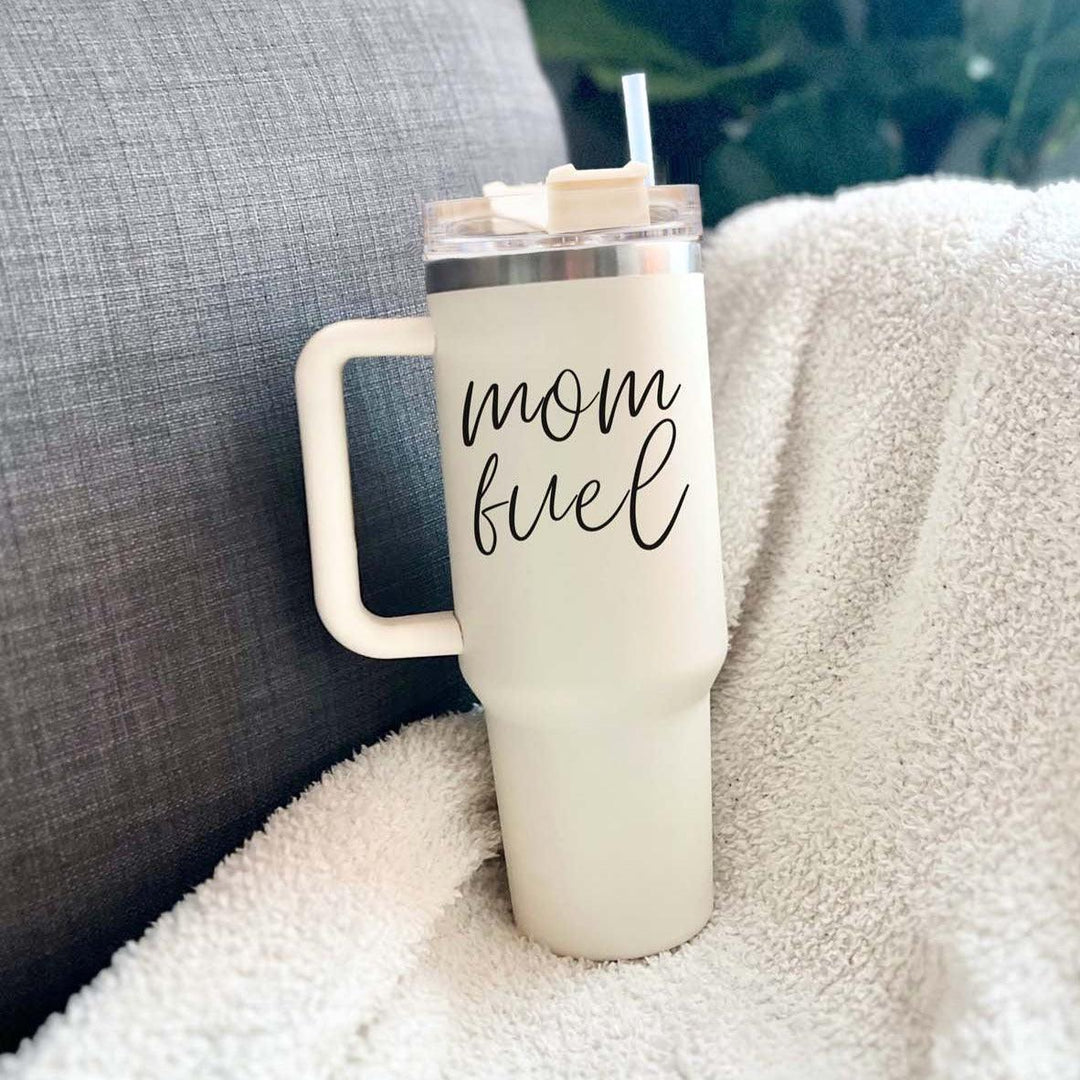 Mom Fuel Insulated Tumbler 40oz Handle Lid Straw Funny Mom Fun Gift for Friends