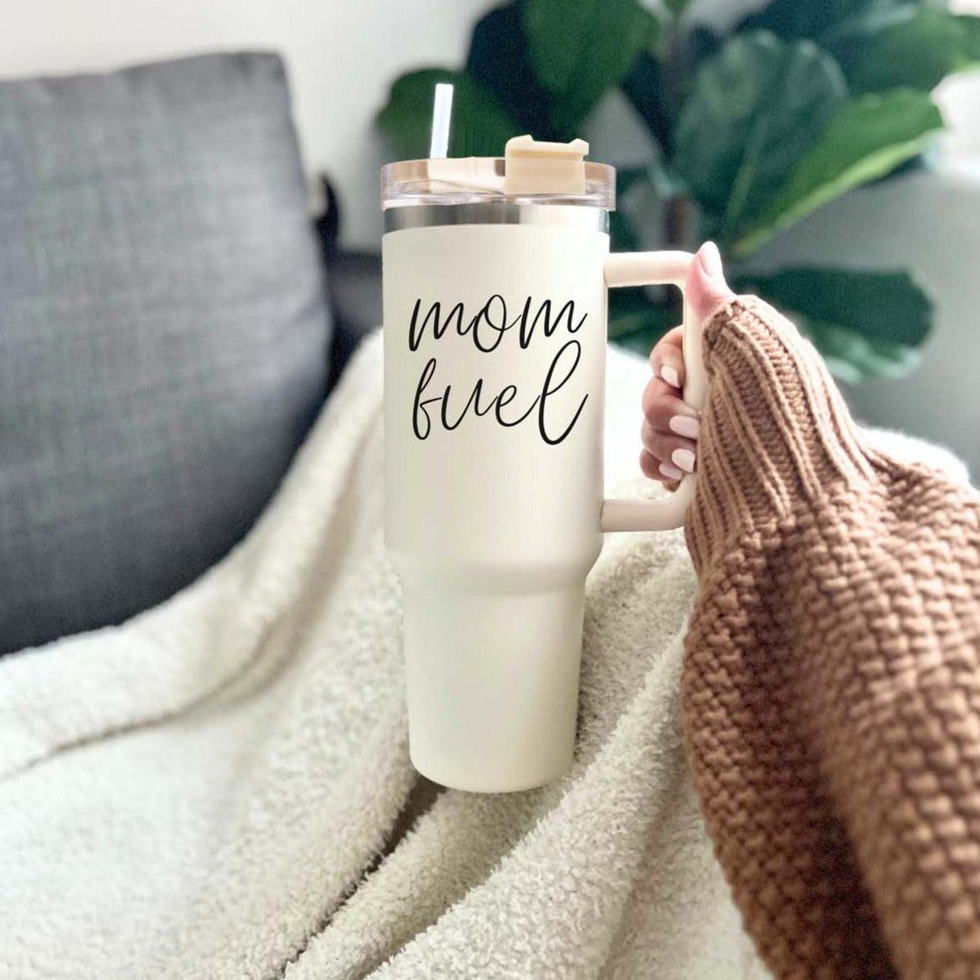 Mom Fuel Insulated Tumbler 40oz Handle Lid Straw Funny Mom Fun Gift for Friends