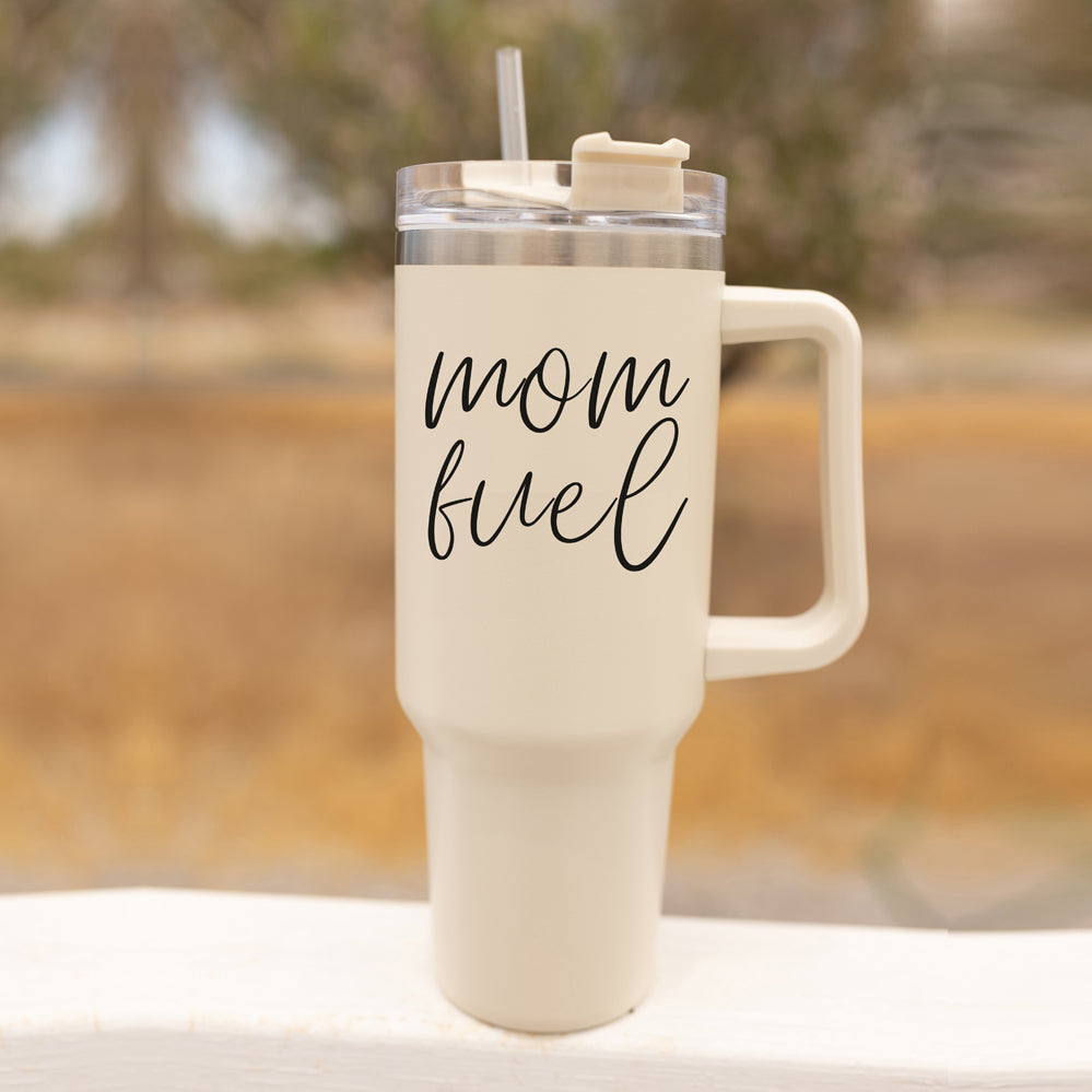 Mom Fuel Insulated Tumbler 40oz Handle Lid Straw Funny Mom Fun Gift for Friends