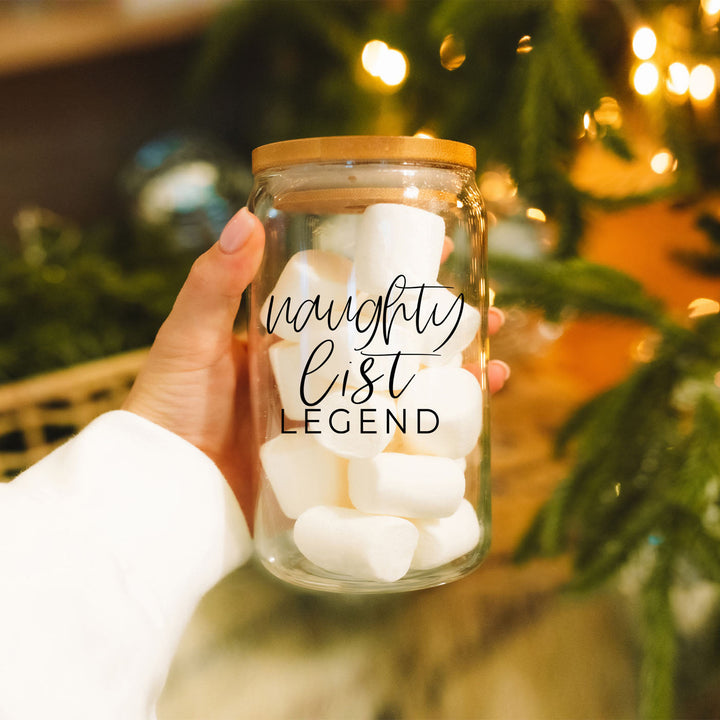 Naughty List Legend Glass Tumbler 17oz Funny Christmas Cheeky Gift for Friends