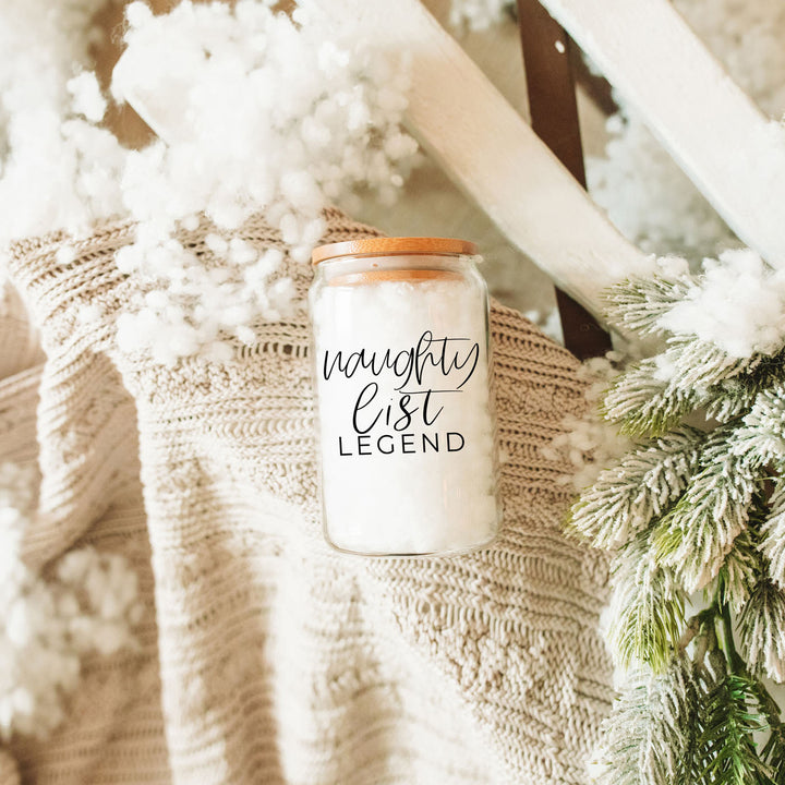 Naughty List Legend Glass Tumbler 17oz Funny Christmas Cheeky Gift for Friends