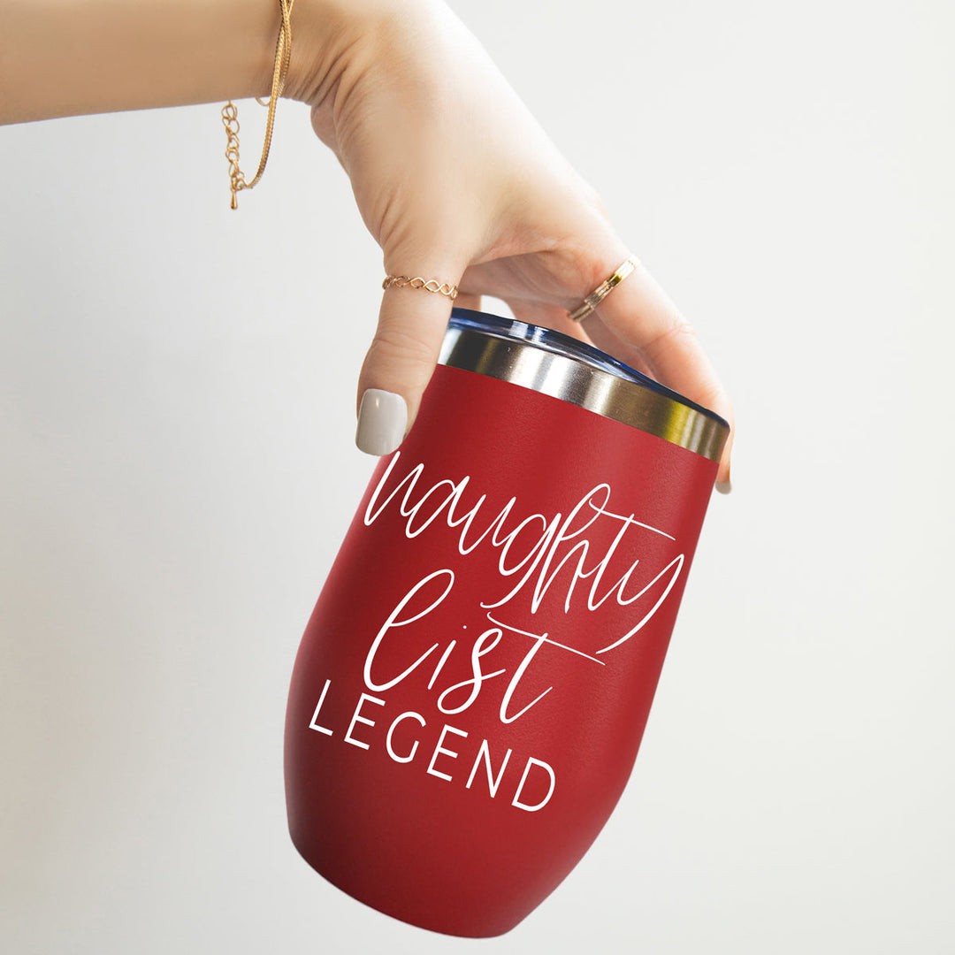 Naughty List Wine Tumbler 17oz Funny Christmas Holiday Cheeky Gift for Friends