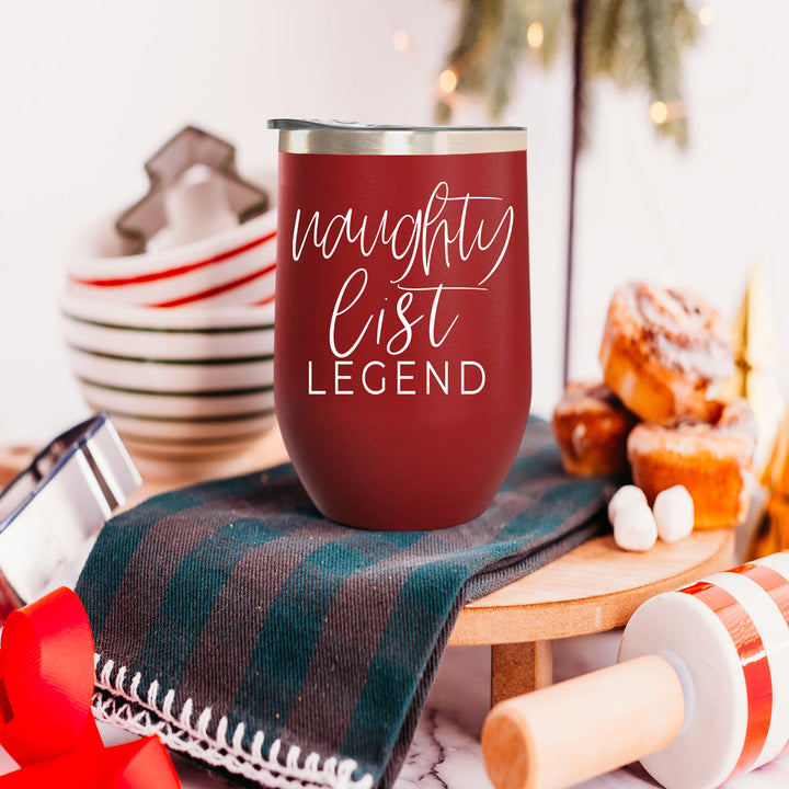 Naughty List Wine Tumbler 17oz Funny Christmas Holiday Cheeky Gift for Friends