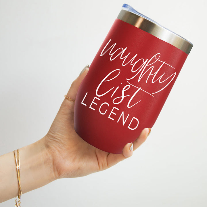 Naughty List Wine Tumbler 17oz Funny Christmas Holiday Cheeky Gift for Friends
