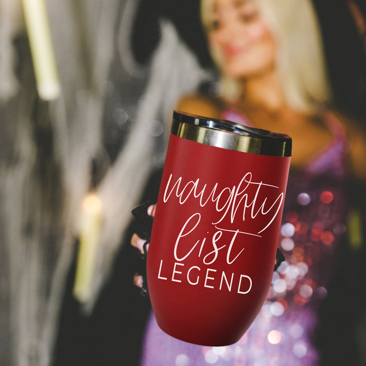 Naughty List Wine Tumbler 17oz Funny Christmas Holiday Cheeky Gift for Friends