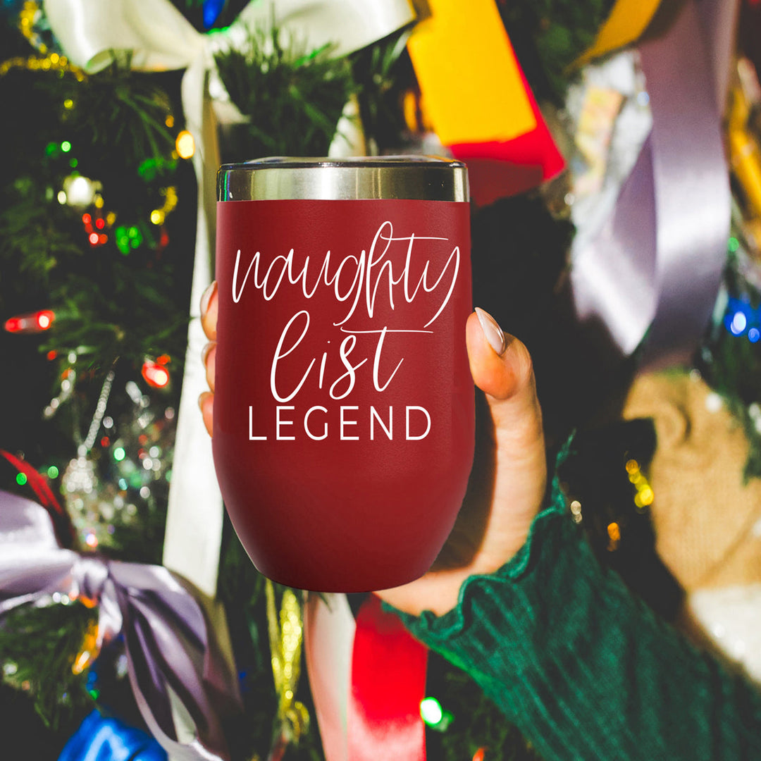 Naughty List Wine Tumbler 17oz Funny Christmas Holiday Cheeky Gift for Friends
