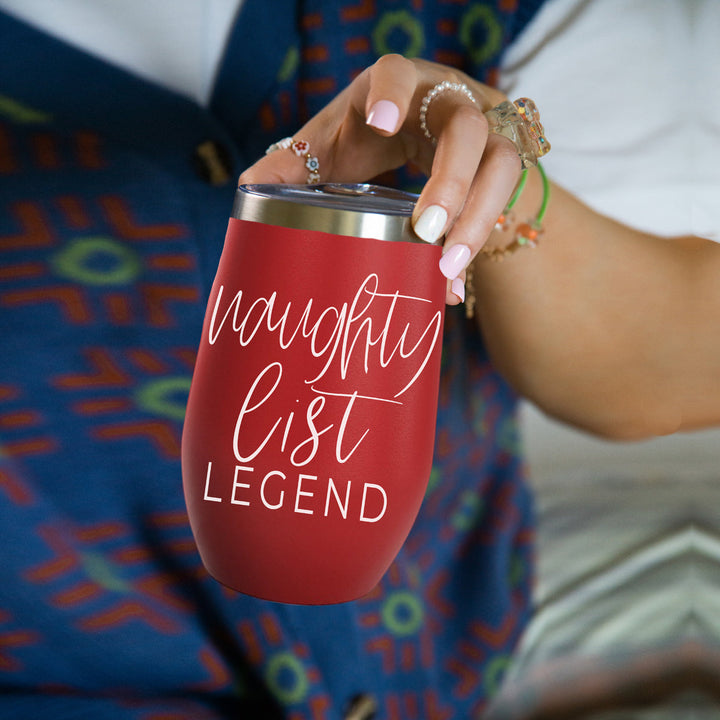 Naughty List Wine Tumbler 17oz Funny Christmas Holiday Cheeky Gift for Friends
