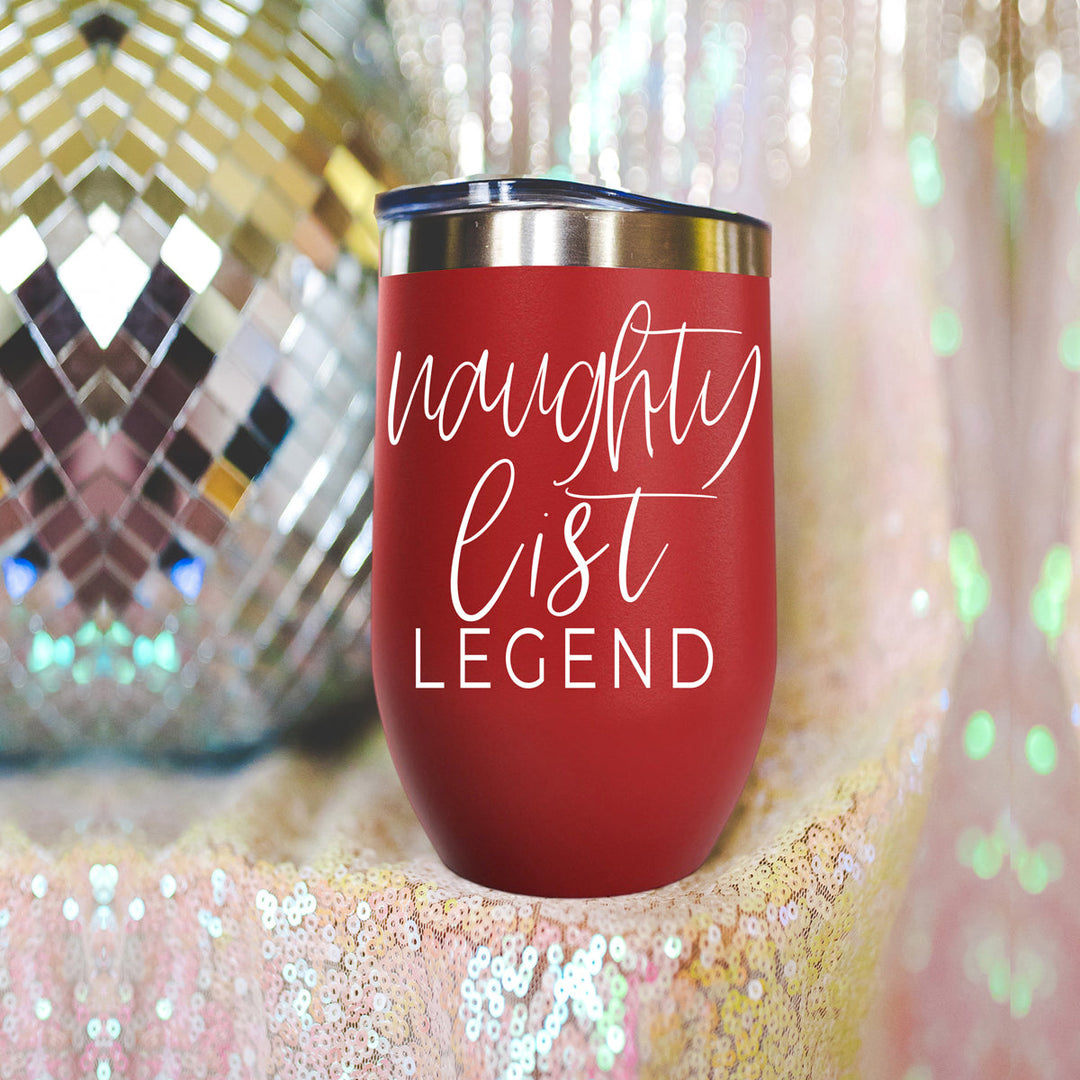 Naughty List Wine Tumbler 17oz Funny Christmas Holiday Cheeky Gift for Friends