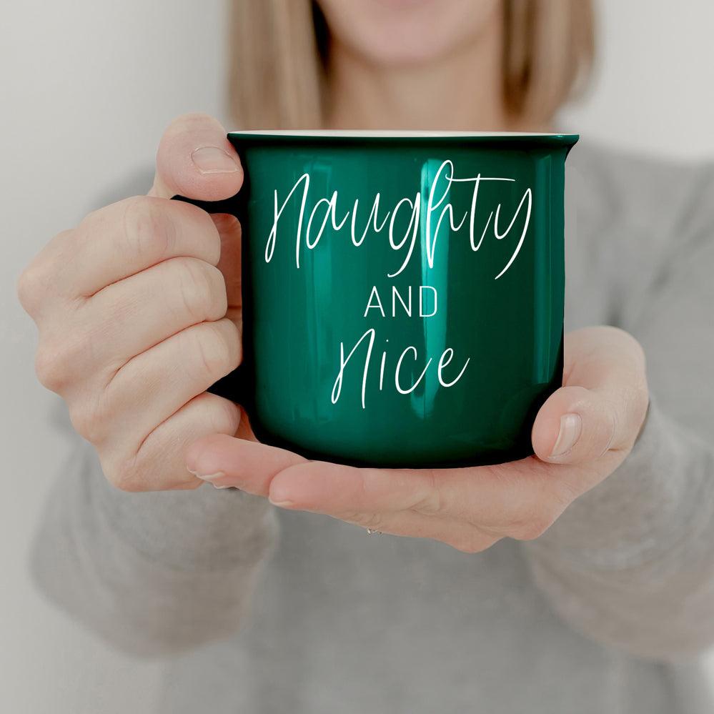 Naughty and Nice Ceramic Coffee Mug Christmas Holiday Cheeky Gift for Friends