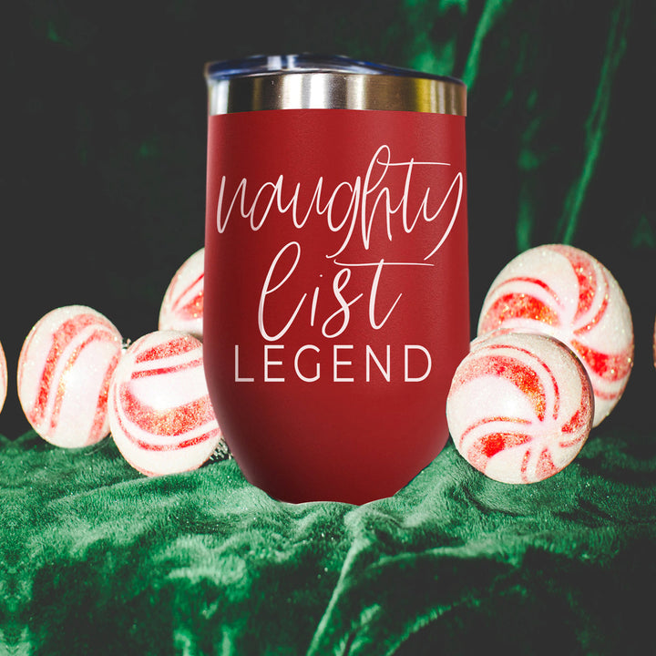 Naughty List Wine Tumbler 17oz Funny Christmas Holiday Cheeky Gift for Friends