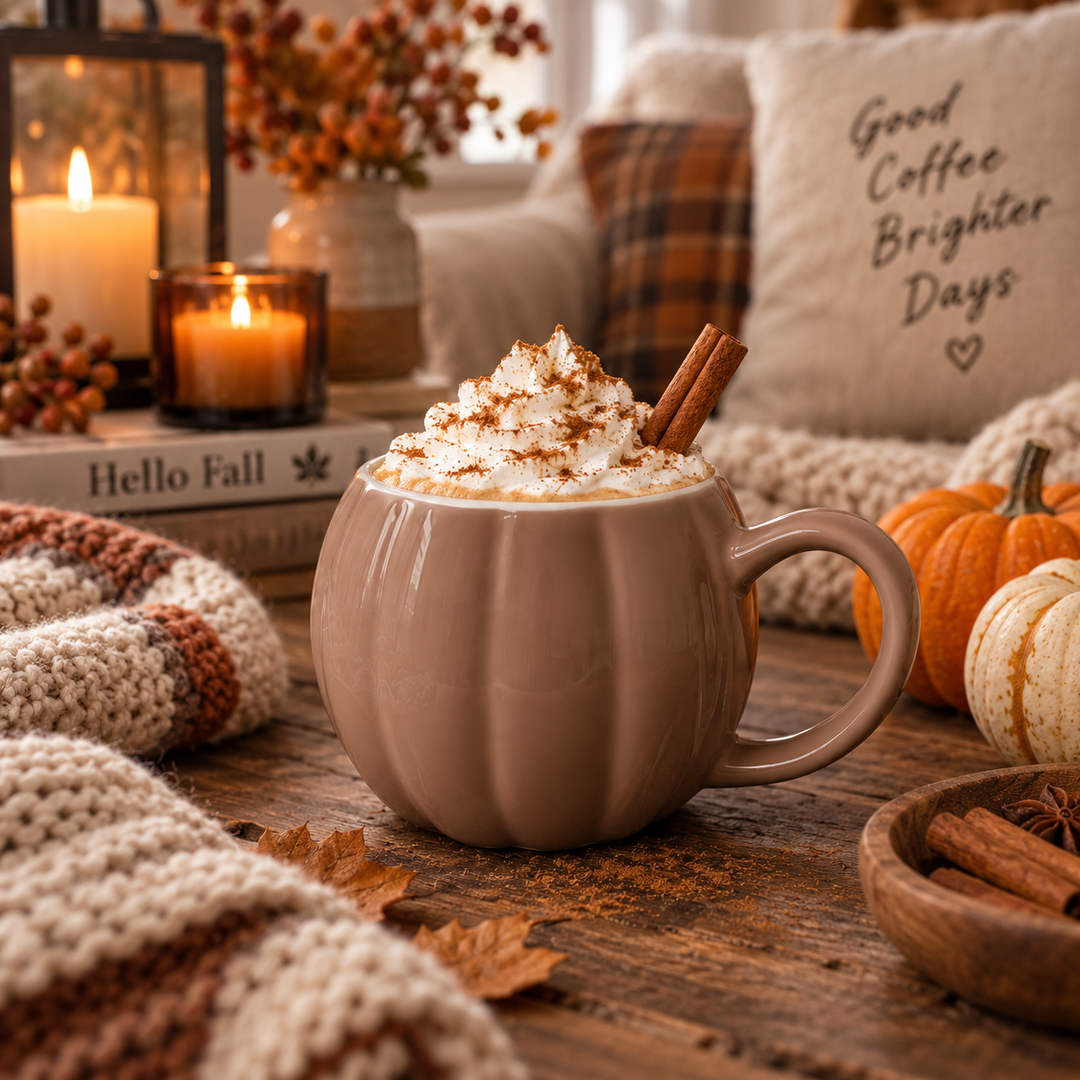 Pumpkin Shaped Ceramic Coffee Mug 16.8oz Fall Drinkware Great Gift for Friends