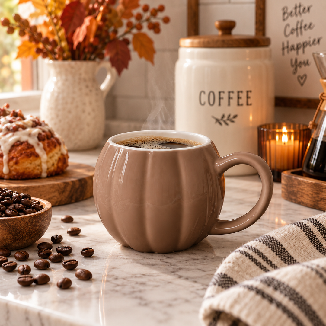 Pumpkin Shaped Ceramic Coffee Mug 16.8oz Fall Drinkware Great Gift for Friends