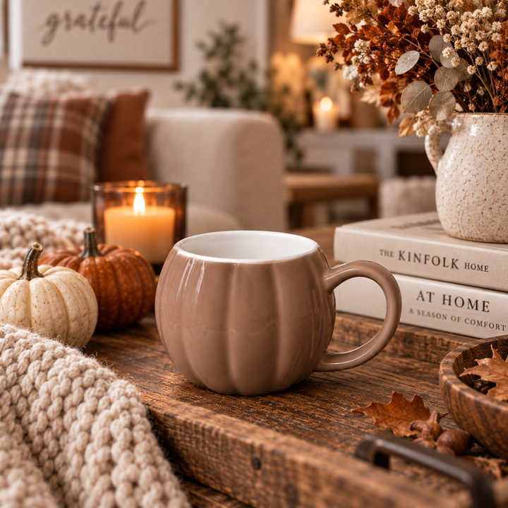 Pumpkin Shaped Ceramic Coffee Mug 16.8oz Fall Drinkware Great Gift for Friends