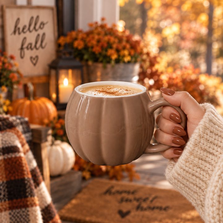 Pumpkin Shaped Ceramic Coffee Mug 16.8oz Fall Drinkware Great Gift for Friends
