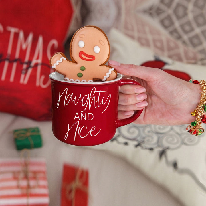 Naughty and Nice Ceramic Coffee Mug Christmas Holiday Cheeky Gift for Friends