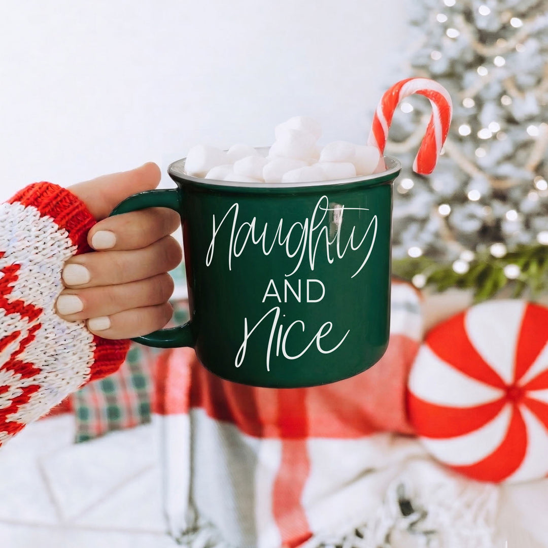 Naughty and Nice Ceramic Coffee Mug Christmas Holiday Cheeky Gift for Friends