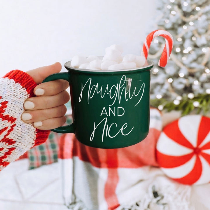 Naughty and Nice Ceramic Coffee Mug Christmas Holiday Cheeky Gift for Friends