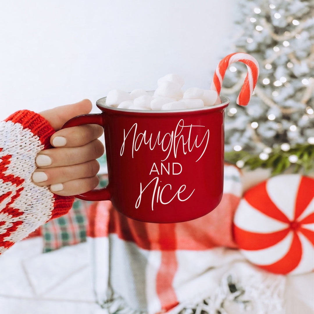 Naughty and Nice Ceramic Coffee Mug Christmas Holiday Cheeky Gift for Friends