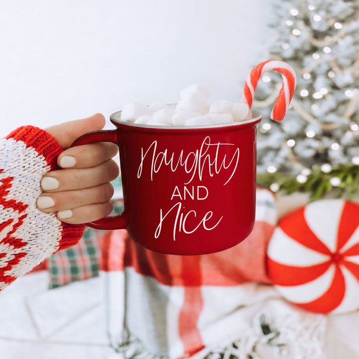 Naughty and Nice Ceramic Coffee Mug Christmas Holiday Cheeky Gift for Friends