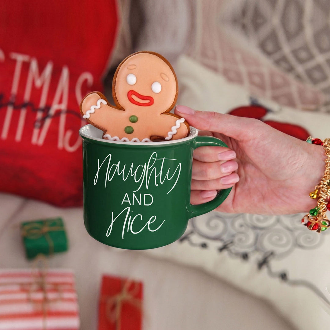 Naughty and Nice Ceramic Coffee Mug Christmas Holiday Cheeky Gift for Friends