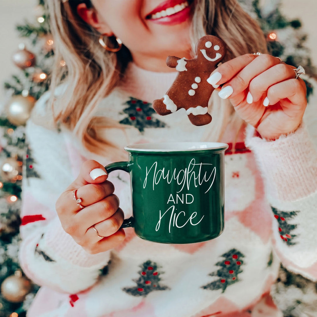 Naughty and Nice Ceramic Coffee Mug Christmas Holiday Cheeky Gift for Friends