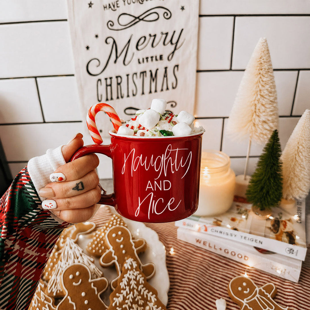 Naughty and Nice Ceramic Coffee Mug Christmas Holiday Cheeky Gift for Friends
