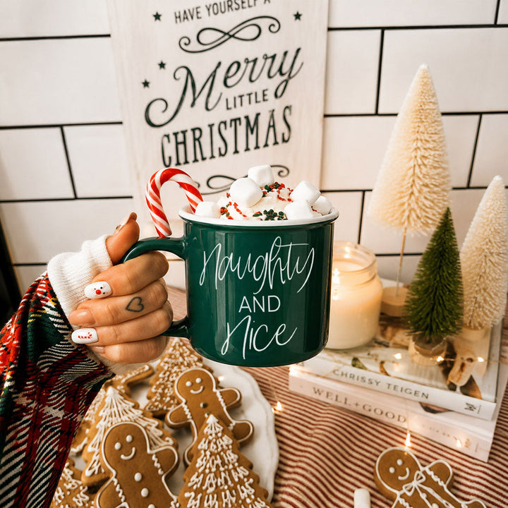 Naughty and Nice Ceramic Coffee Mug Christmas Holiday Cheeky Gift for Friends