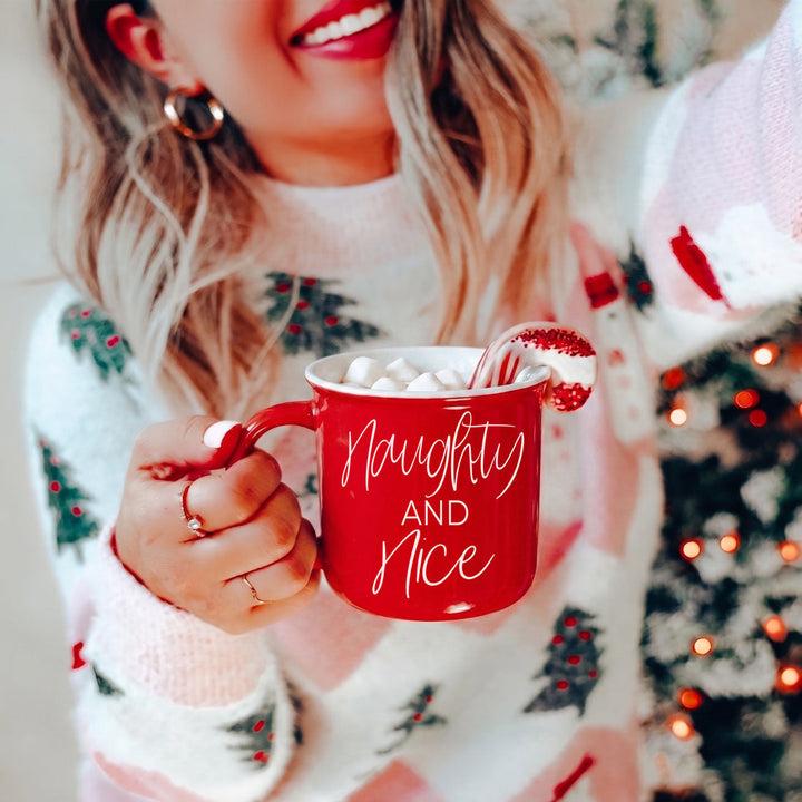 Naughty and Nice Ceramic Coffee Mug Christmas Holiday Cheeky Gift for Friends