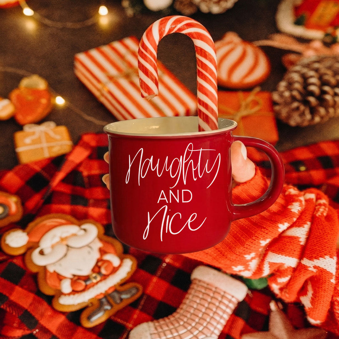 Naughty and Nice Ceramic Coffee Mug Christmas Holiday Cheeky Gift for Friends