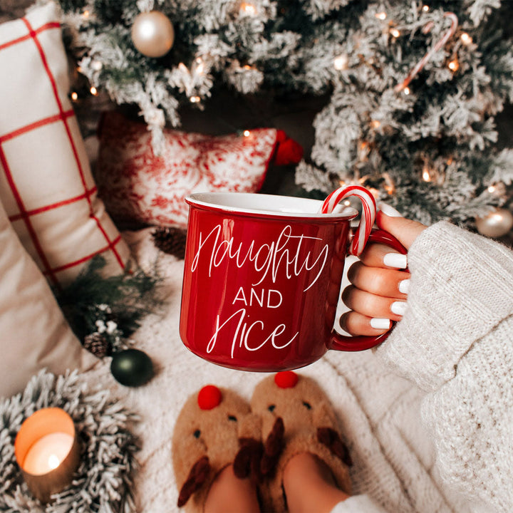 Naughty and Nice Ceramic Coffee Mug Christmas Holiday Cheeky Gift for Friends
