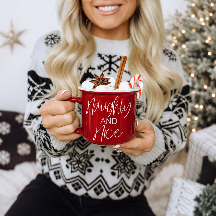 Naughty and Nice Ceramic Coffee Mug Christmas Holiday Cheeky Gift for Friends