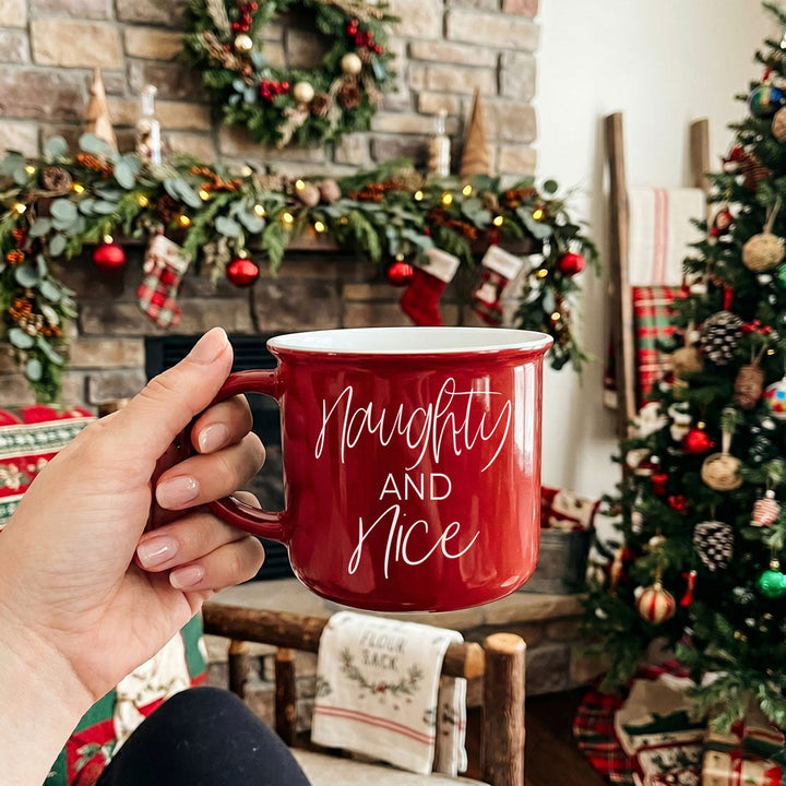 Naughty and Nice Ceramic Coffee Mug Christmas Holiday Cheeky Gift for Friends