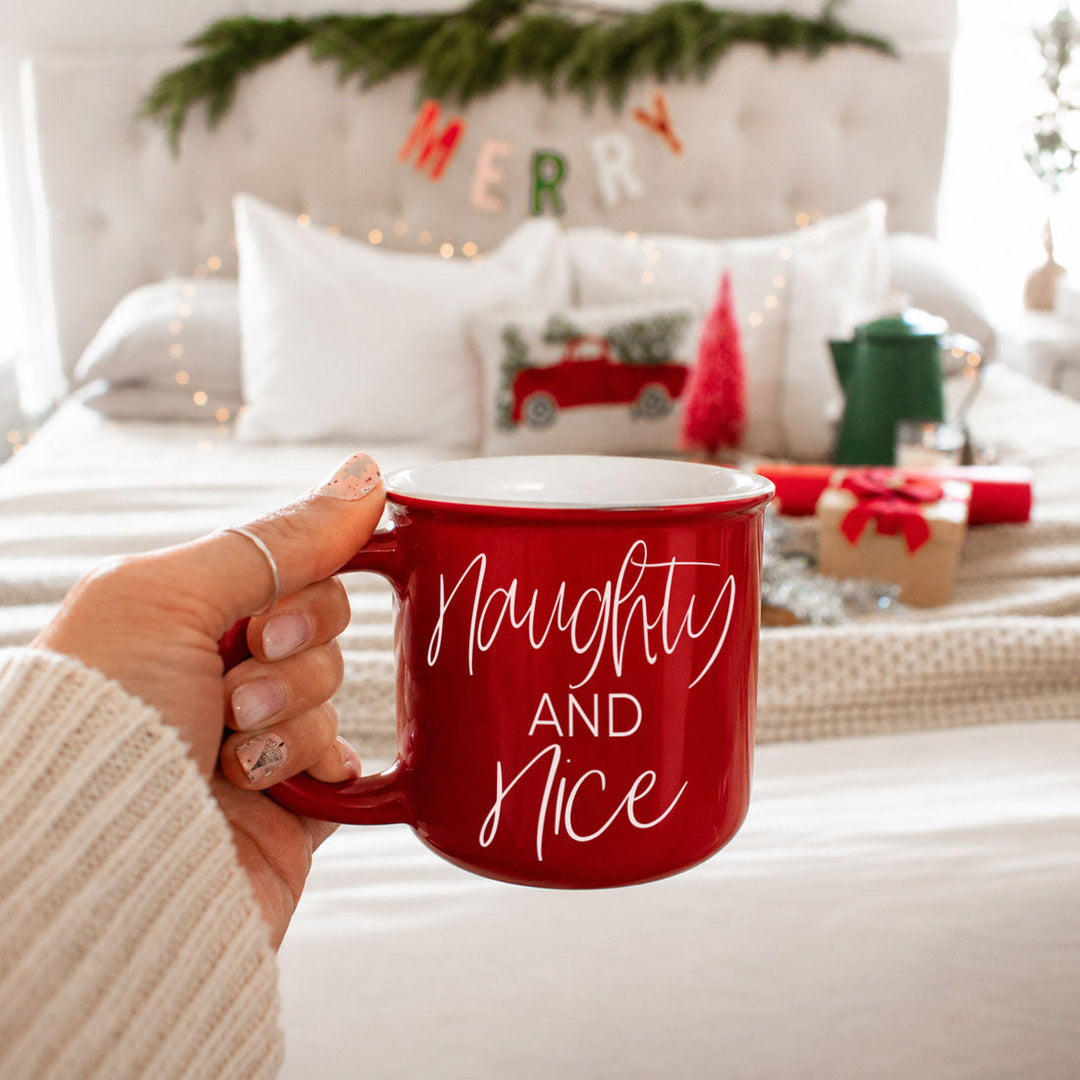 Naughty and Nice Ceramic Coffee Mug Christmas Holiday Cheeky Gift for Friends