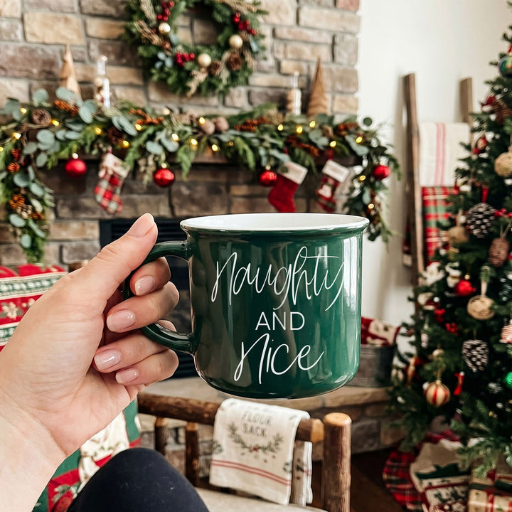 Naughty and Nice Ceramic Coffee Mug Christmas Holiday Cheeky Gift for Friends