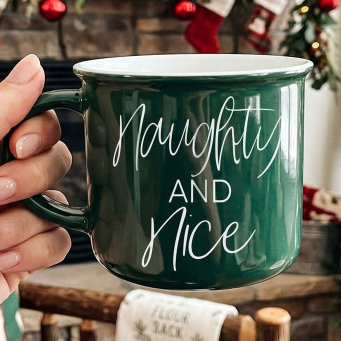 Naughty and Nice Ceramic Coffee Mug Christmas Holiday Cheeky Gift for Friends