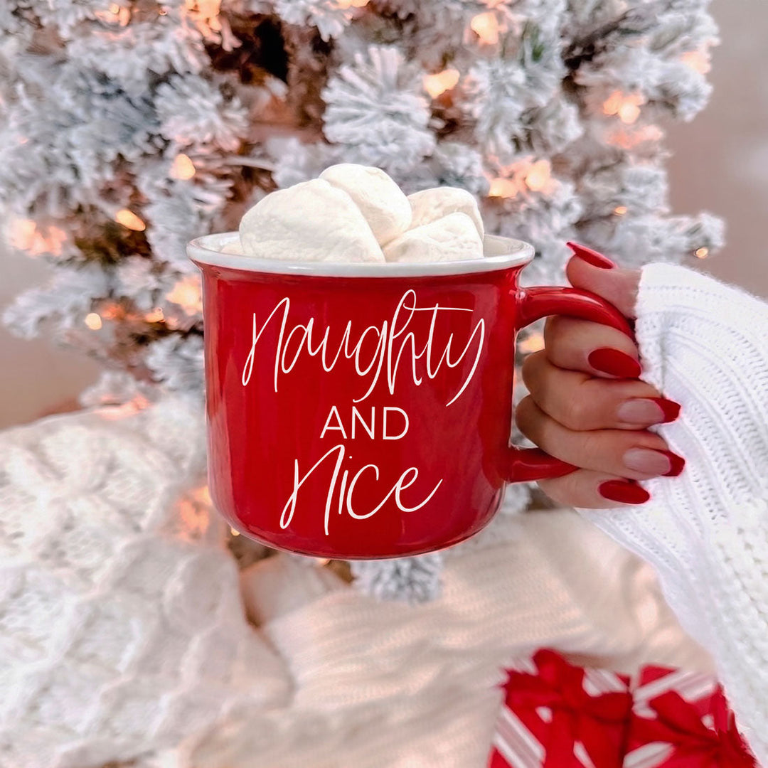 Naughty and Nice Ceramic Coffee Mug Christmas Holiday Cheeky Gift for Friends