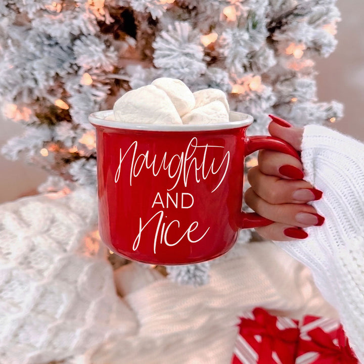 Naughty and Nice Ceramic Coffee Mug Christmas Holiday Cheeky Gift for Friends