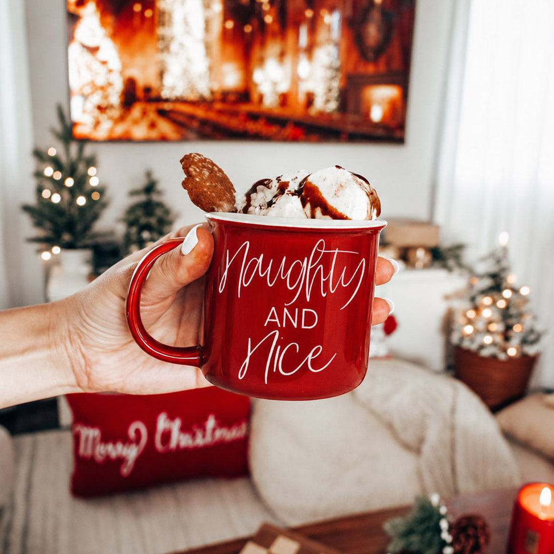 Naughty and Nice Ceramic Coffee Mug Christmas Holiday Cheeky Gift for Friends